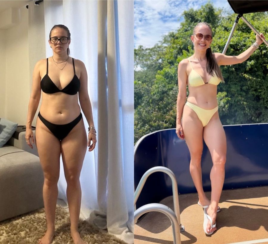 Antes e depois de aluna TR Team, de frente